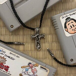 Chrome hearts vulcan cross + leather lace